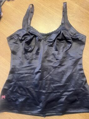 Ruby Ribbon Black Satin-Look Shaping Camisole